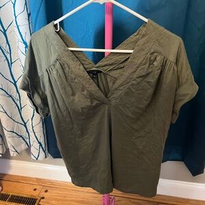 Banana republic army green blouse v neck
